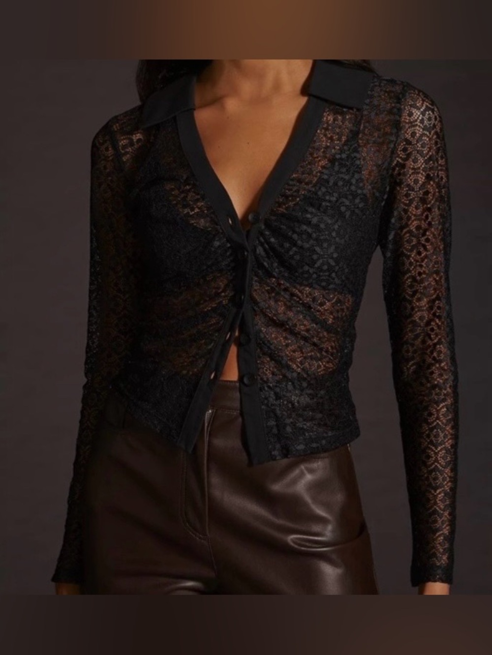 ANTHROPOLOGIE MAEVE, Sheer Lace Button Down, Size XXSmall